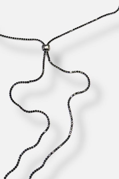 Midnight Crystal Lariat Necklace