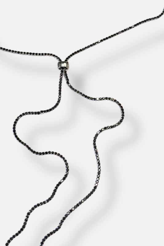 Midnight Crystal Lariat Necklace