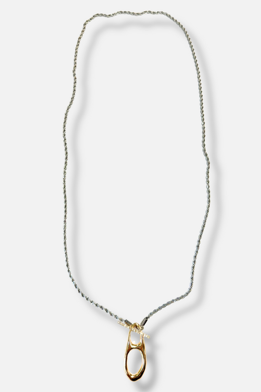Celeste Two Tone Pendant Necklace - Silver 