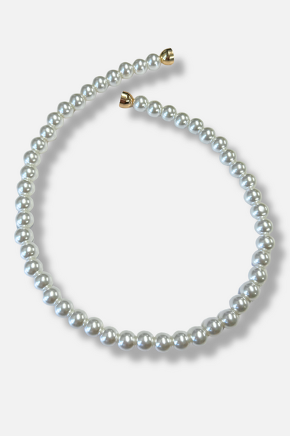 Vivienne Pearl Scarf Necklace - Blue & Yellow 