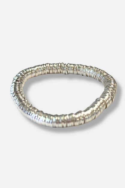 Metal Disc Stretch Bracelet - Silver 