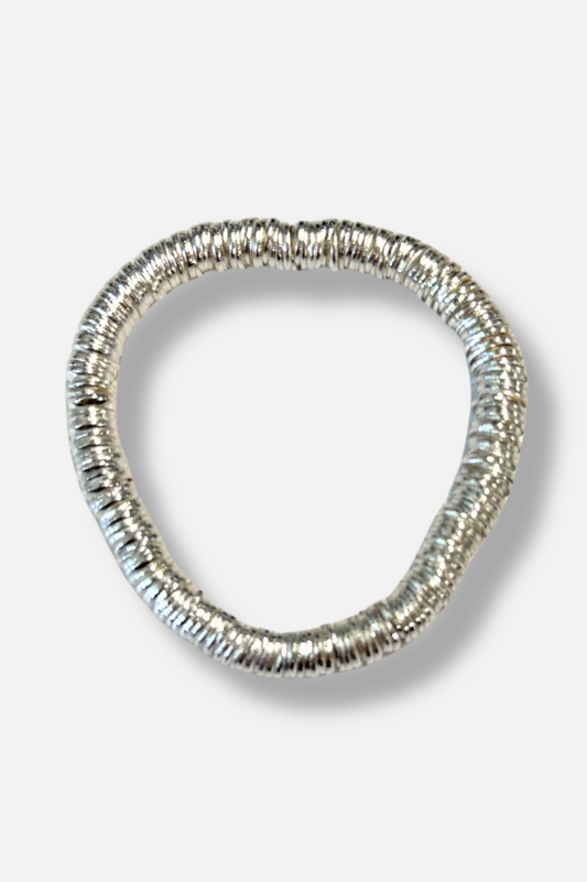 Metal Disc Stretch Bracelet - Silver 
