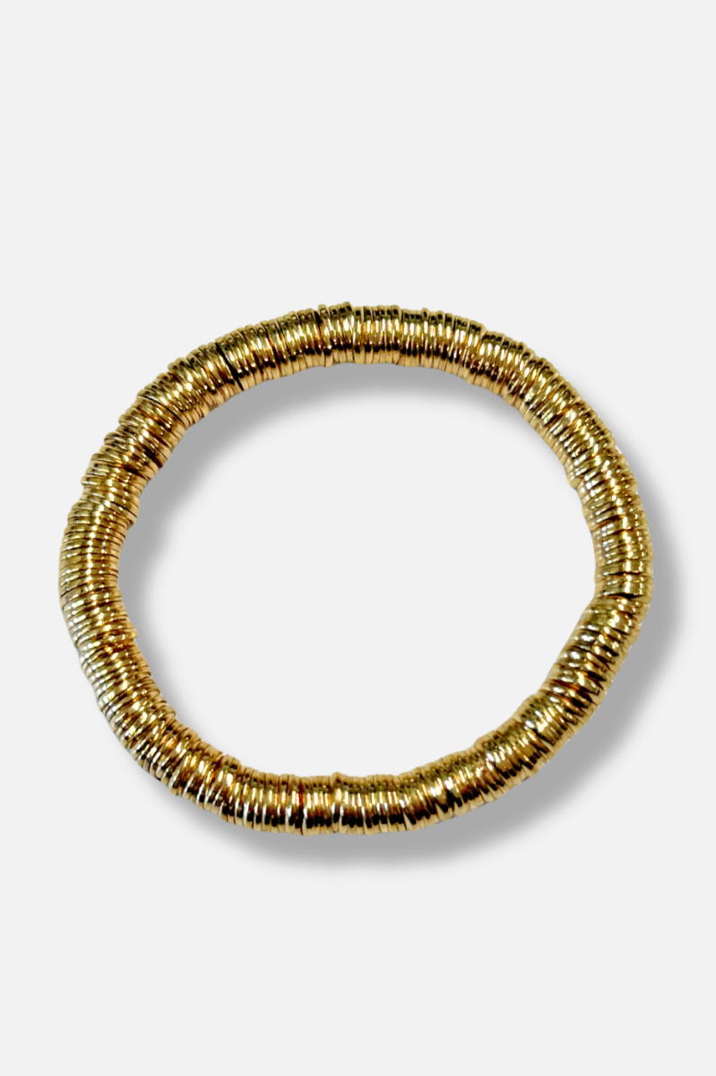 Metal Disc Stretch Bracelet - Gold 