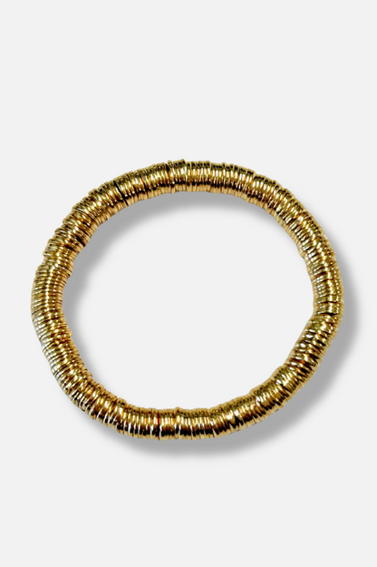 Metal Disc Stretch Bracelet - Gold 
