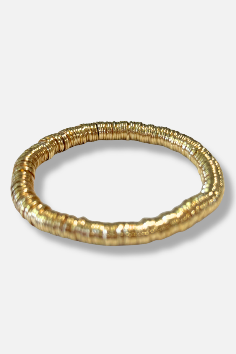 Metal Disc Stretch Bracelet - Gold 