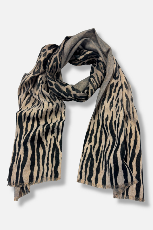 Reversible Metallic Reversible Scarf - Stone 