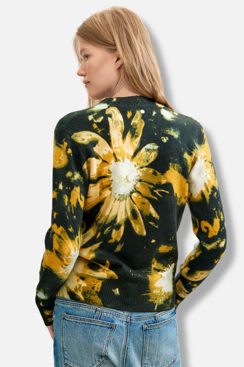 Floral Pullover - Black & Yellow 