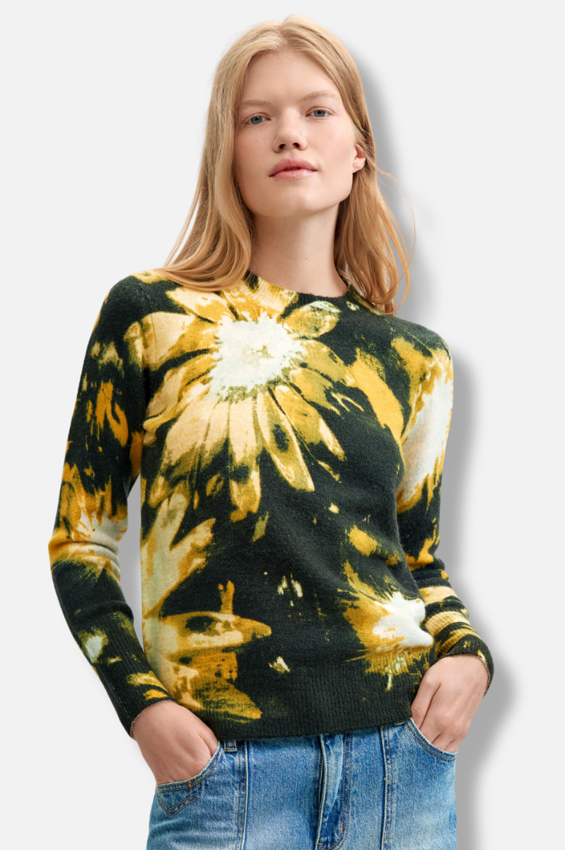 Floral Pullover - Black & Yellow 