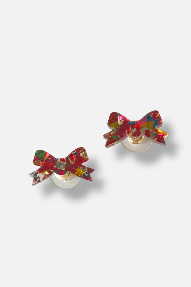 Noelle Bow Studs - Red 