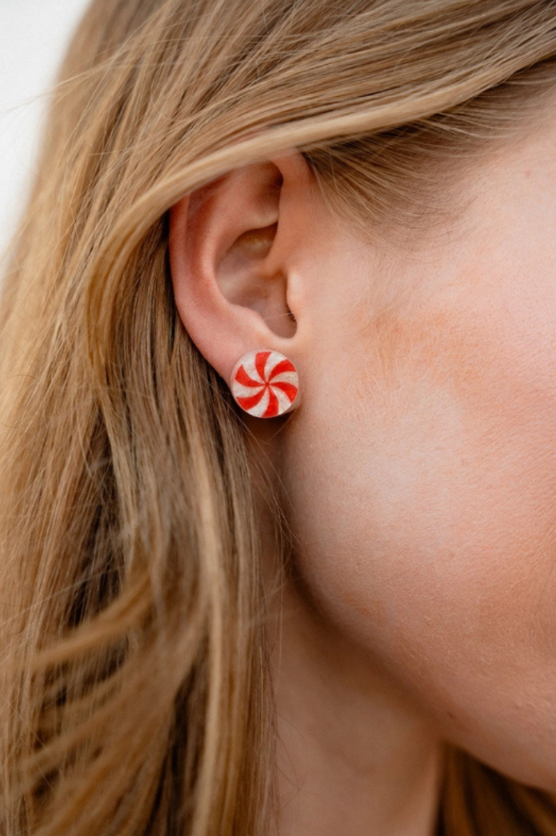 Peppermint Studs - Red & White