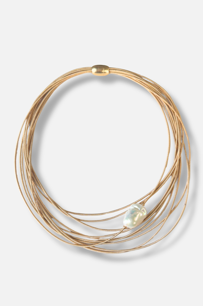 Baroque Pearl Strand Necklace - Gold 