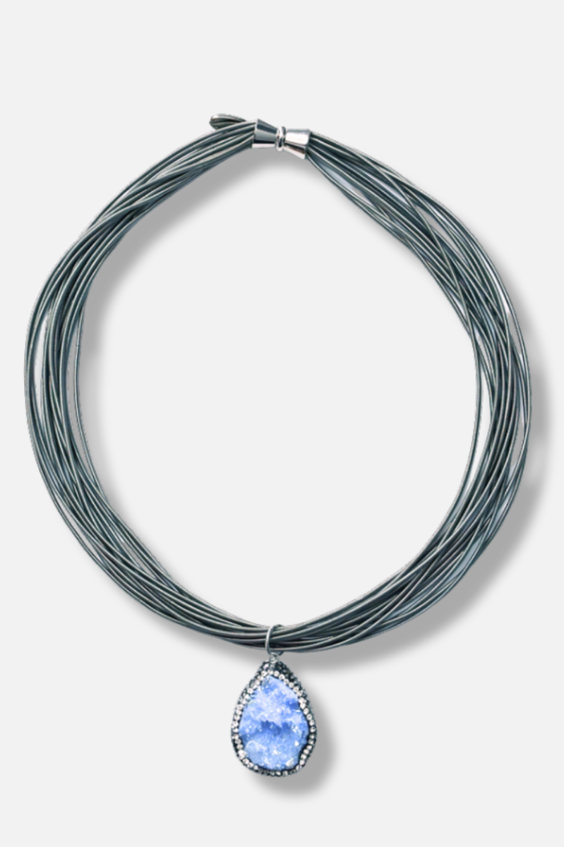 Slate Wire Pendant Necklace - Silver 