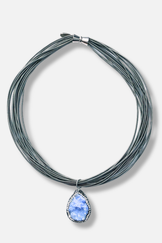 Slate Wire Pendant Necklace - Silver 