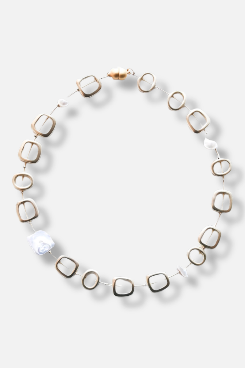 Geo Pearl Necklace - Gold 
