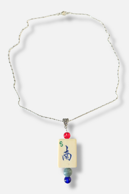 Vintage Mah-Jongg Necklace - Silver 