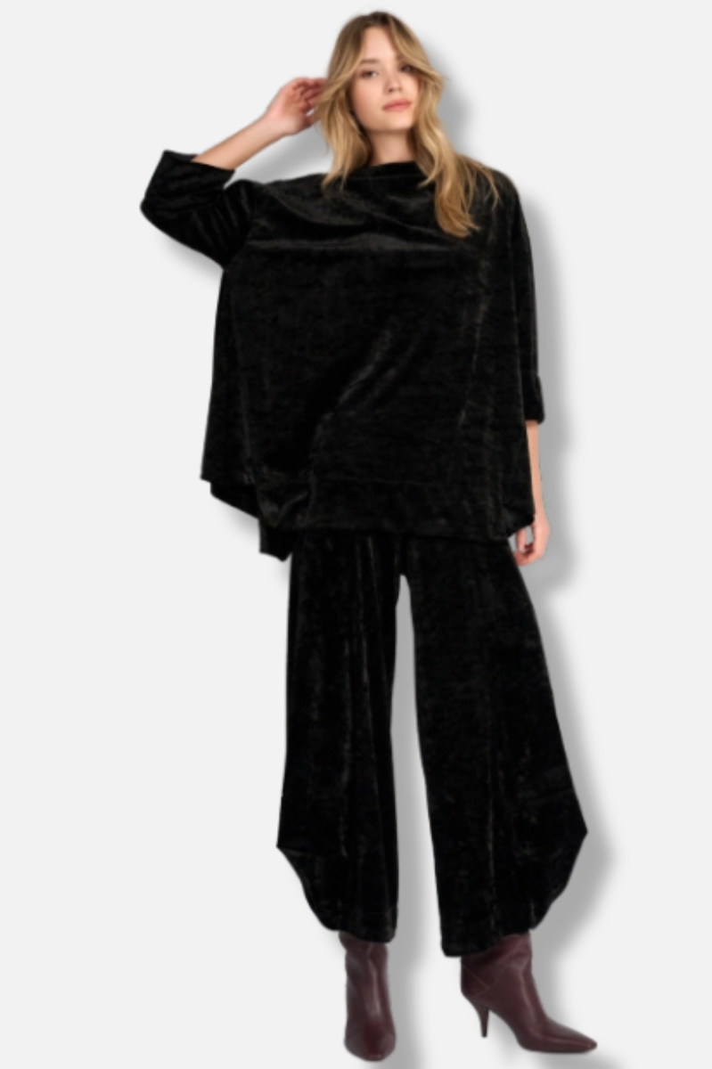 Velvet Cowl Tunic - Black 