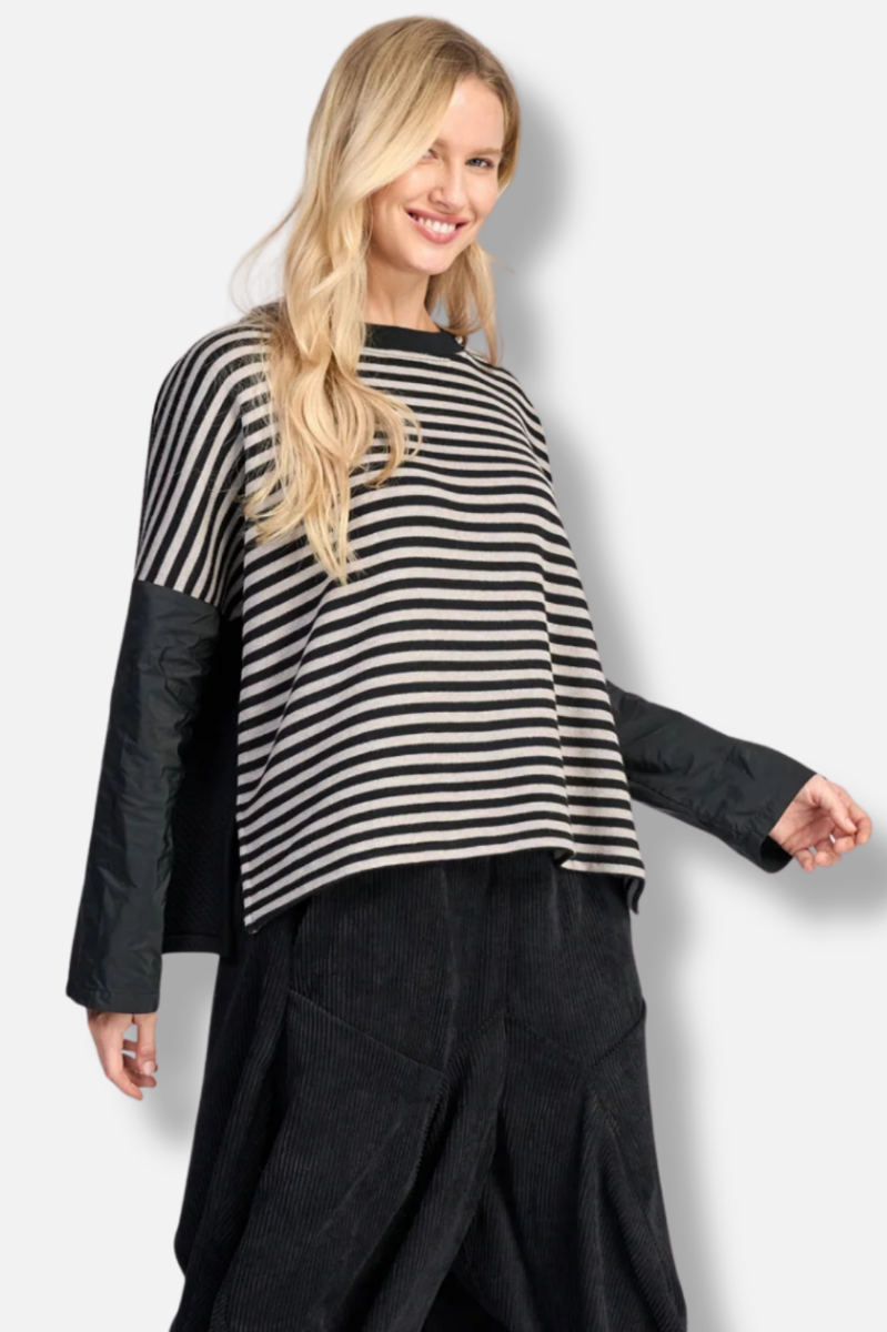 Urban Sund Boxy Top - Black & Cloud Stripe 