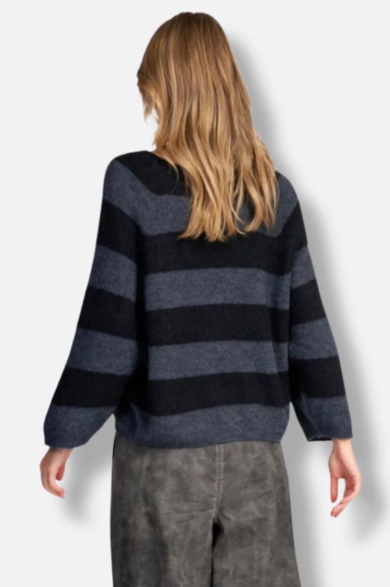 Spray Striped Sweater - Steel 
