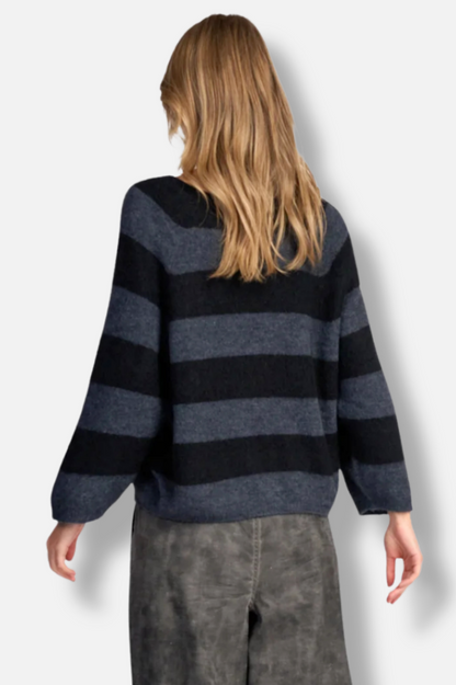 Spray Striped Sweater - Steel 