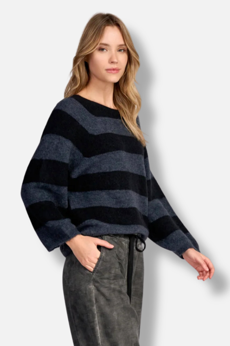 Spray Striped Sweater - Steel 