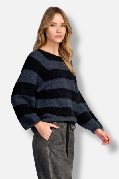 Spray Striped Sweater - Steel 