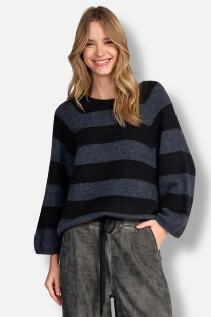 Spray Striped Sweater - Steel 