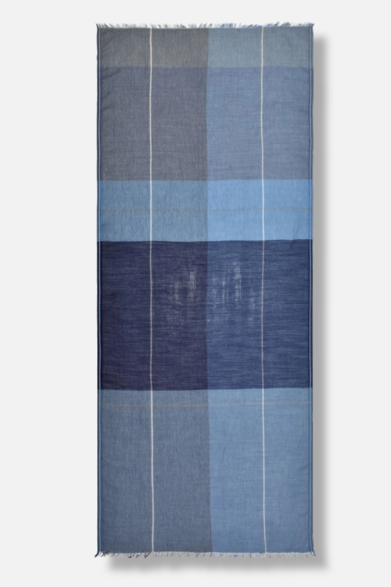 Geoffrey Plaid Scarf - Denim 