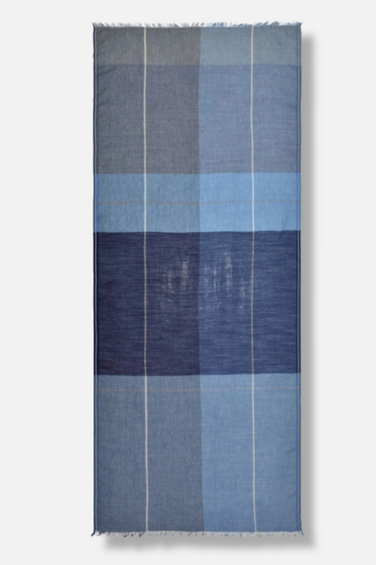 Geoffrey Plaid Scarf - Denim 