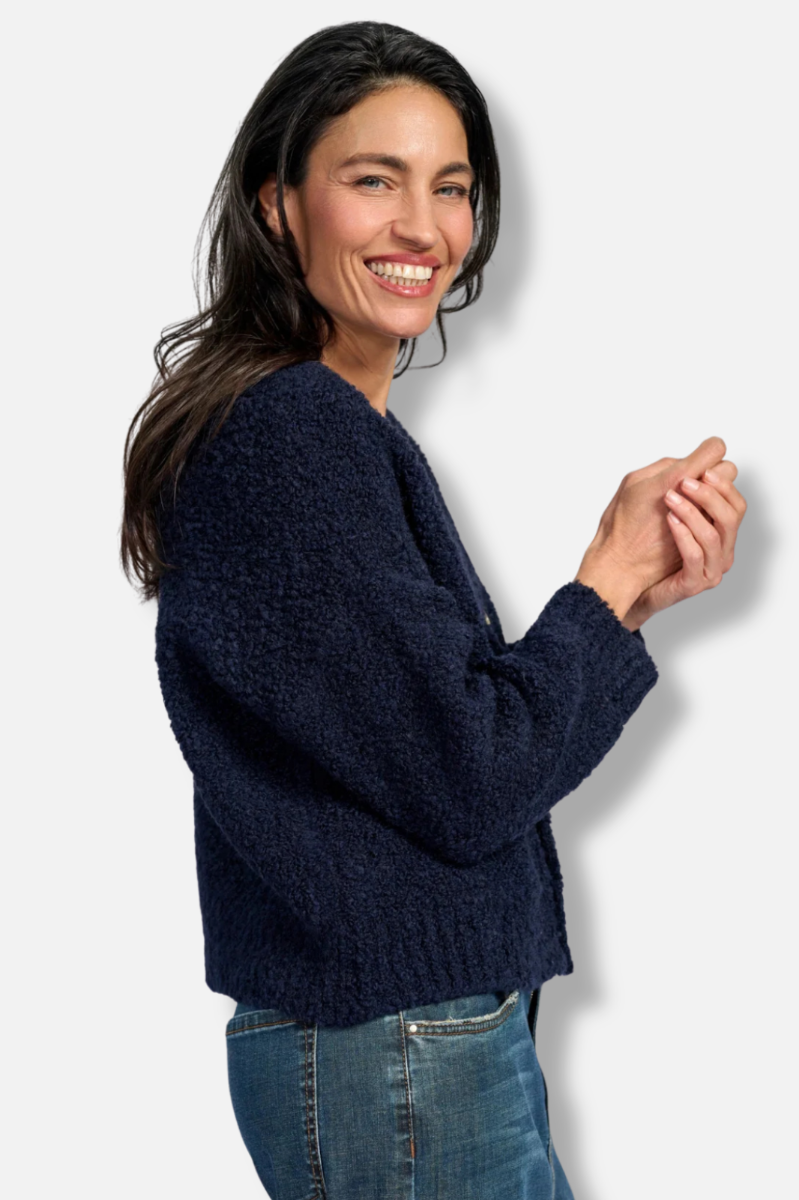 Teddy Boucle Cardigan - Midnight 