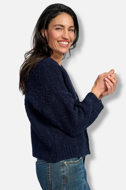 Teddy Boucle Cardigan - Midnight 