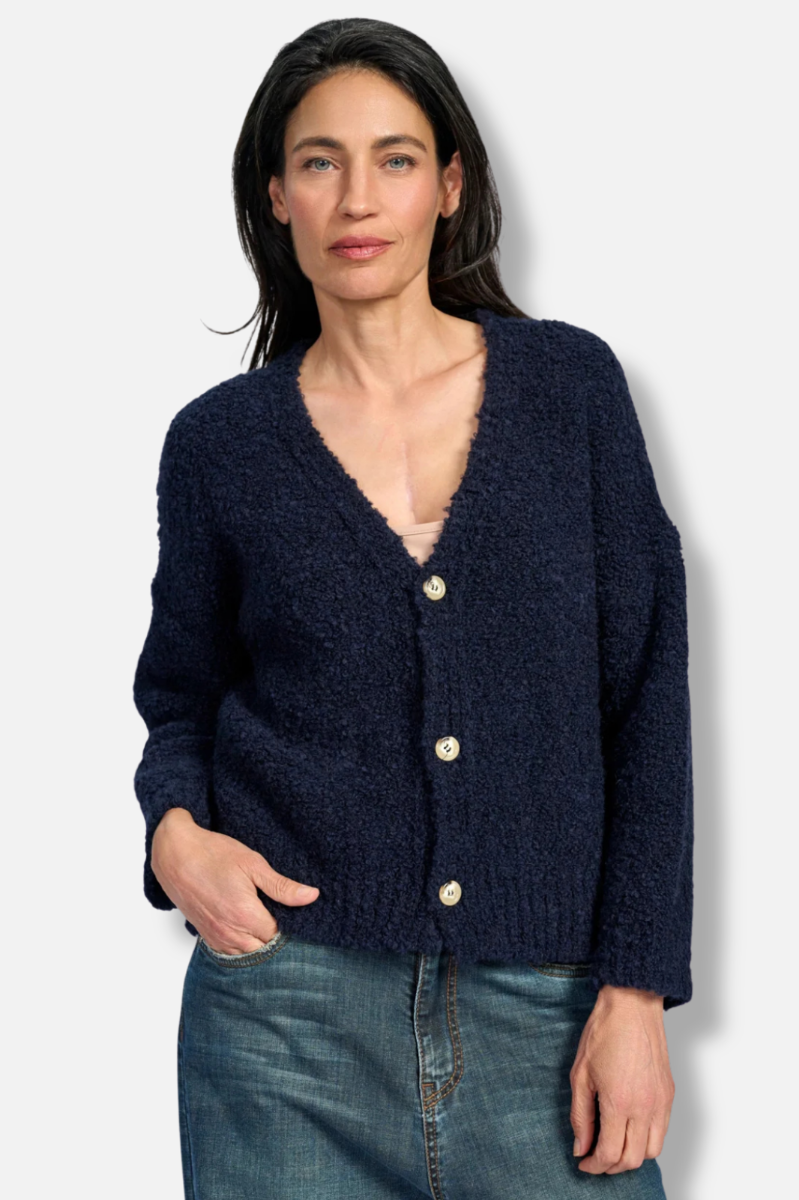 Teddy Boucle Cardigan - Midnight 