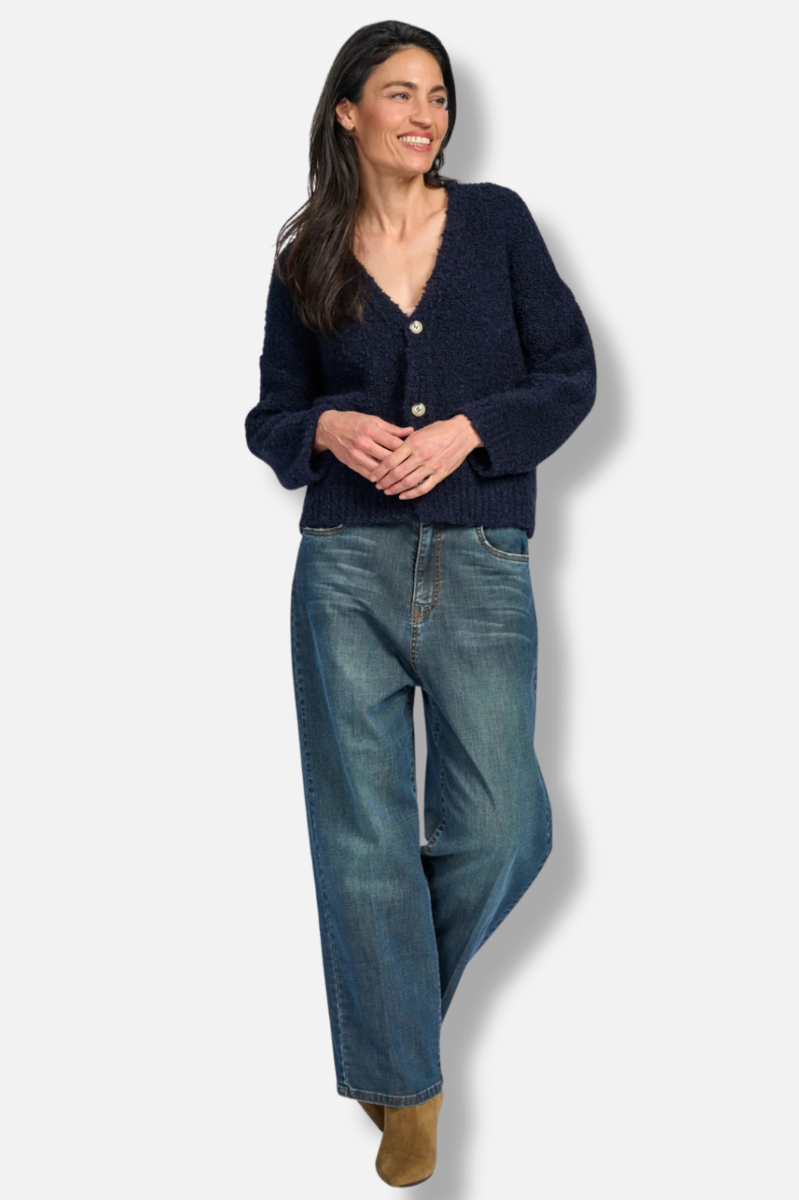 Teddy Boucle Cardigan - Midnight 