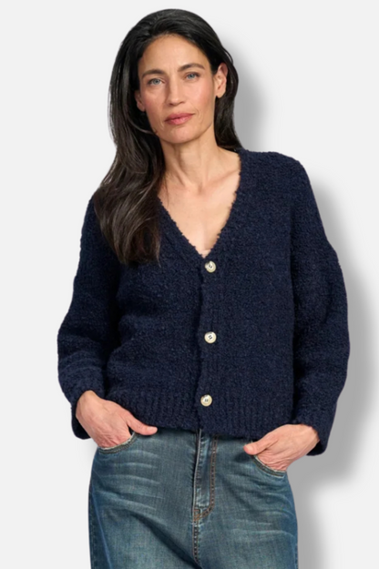 Teddy Boucle Cardigan - Midnight 