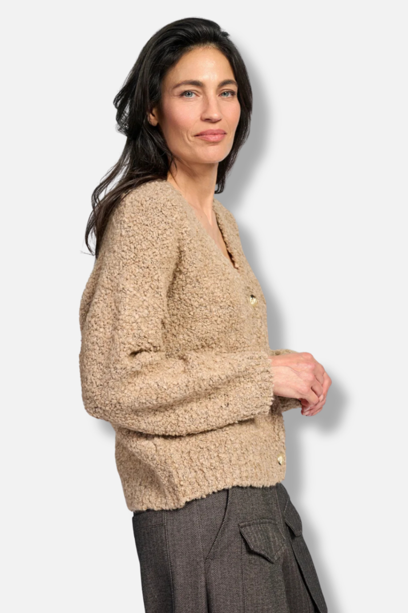 Teddy Boucle Cardigan - Sand