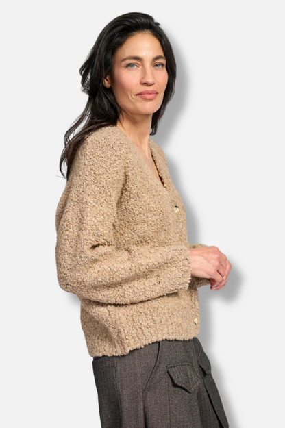 Teddy Boucle Cardigan - Sand