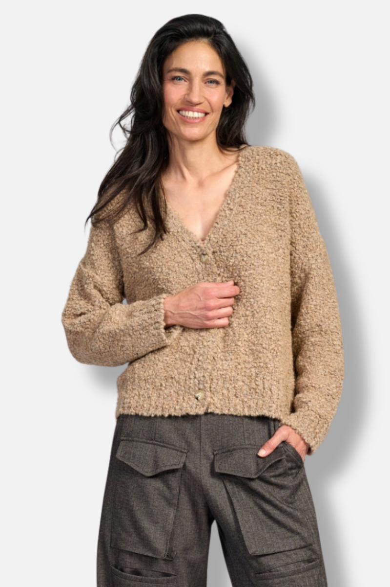 Teddy Boucle Cardigan - Sand