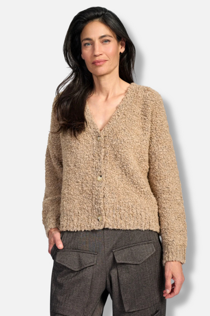 Teddy Boucle Cardigan - Sand