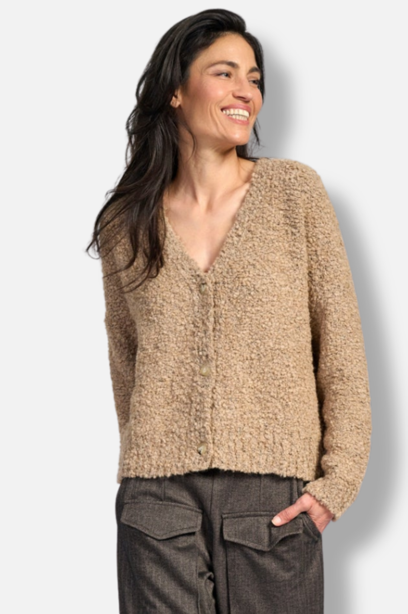 Teddy Boucle Cardigan - Sand