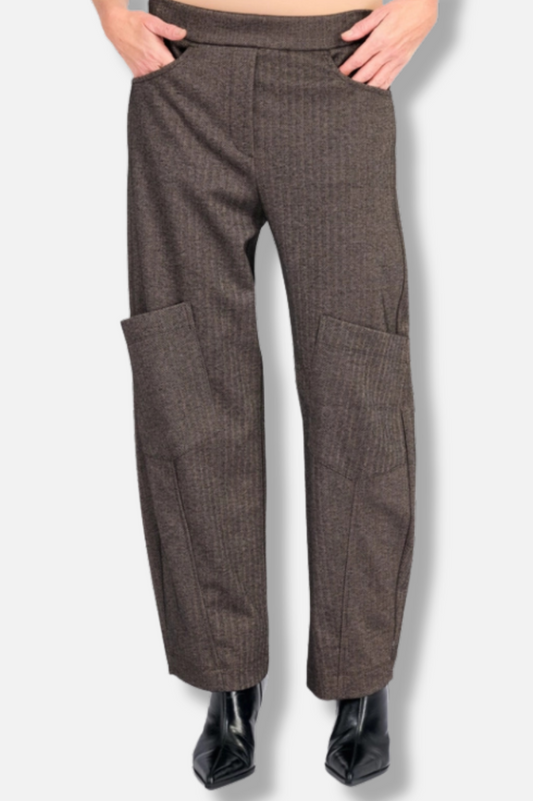 Studio Pocket Herringbone Pant - Taupe 