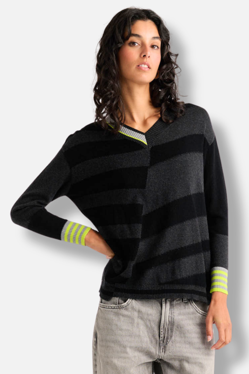 Crazy Stripe Sweater - Black
