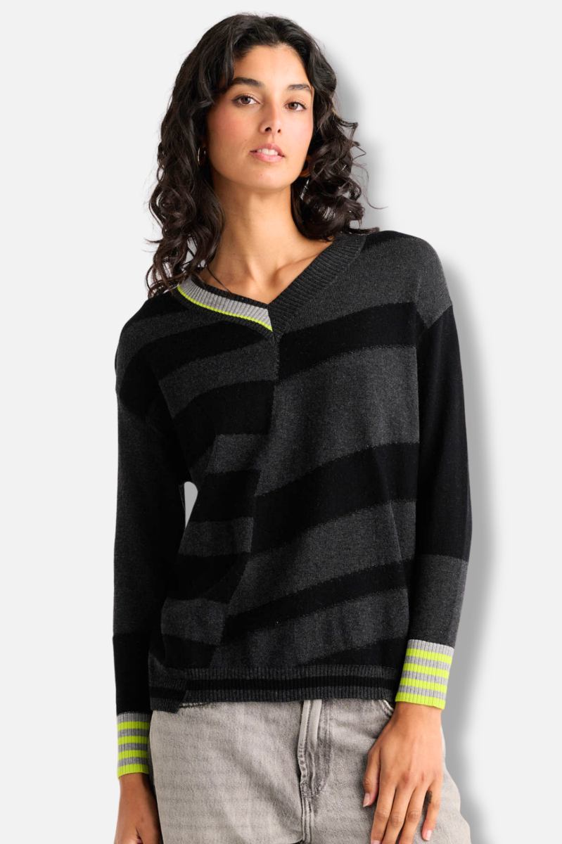 Crazy Stripe Sweater - Black