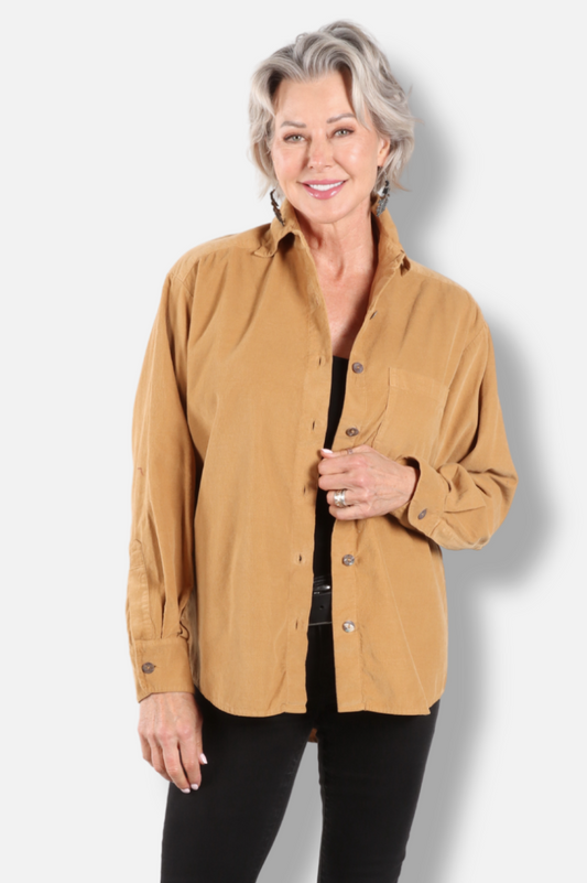 Boyfriend Shirt - Gingersnap Corduroy 
