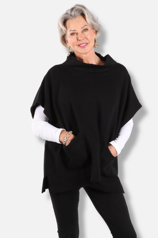 Pip Poncho - Black Fleece 
