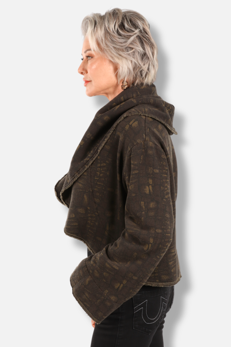 Crop Wrap Coat - Jasper Tortuga Print 
