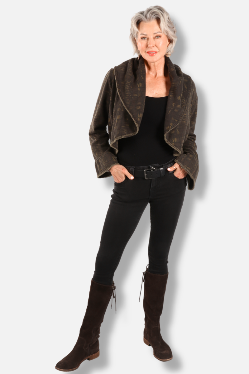 Crop Wrap Coat - Jasper Tortuga Print 