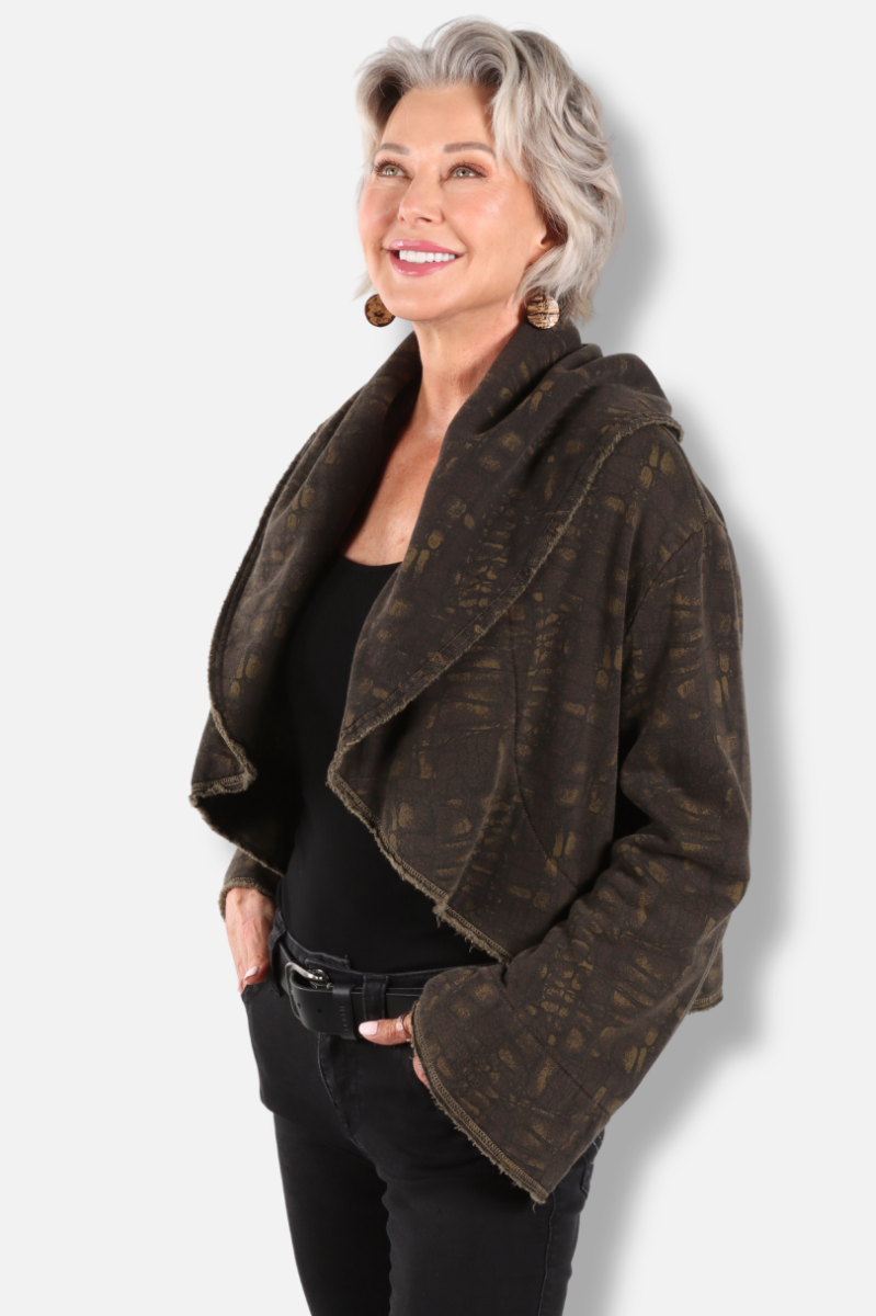 Crop Wrap Coat - Jasper Tortuga Print 