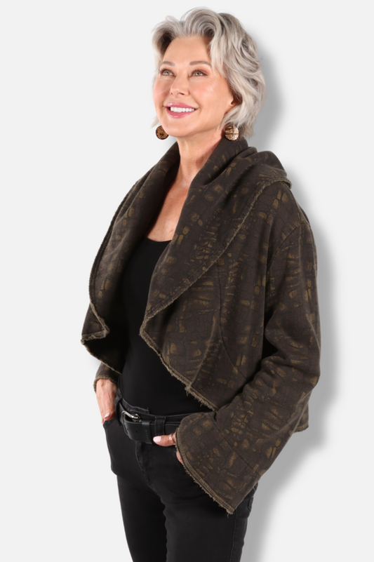 Crop Wrap Coat - Jasper Tortuga Print 