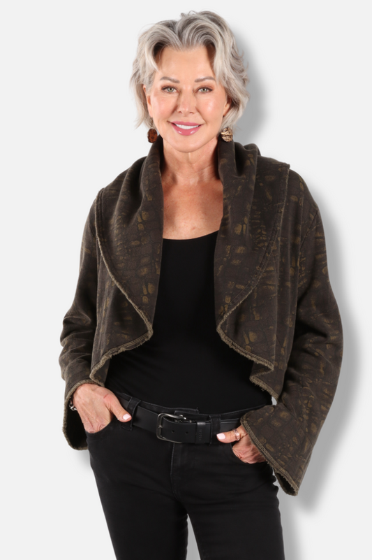 Crop Wrap Coat - Jasper Tortuga Print 