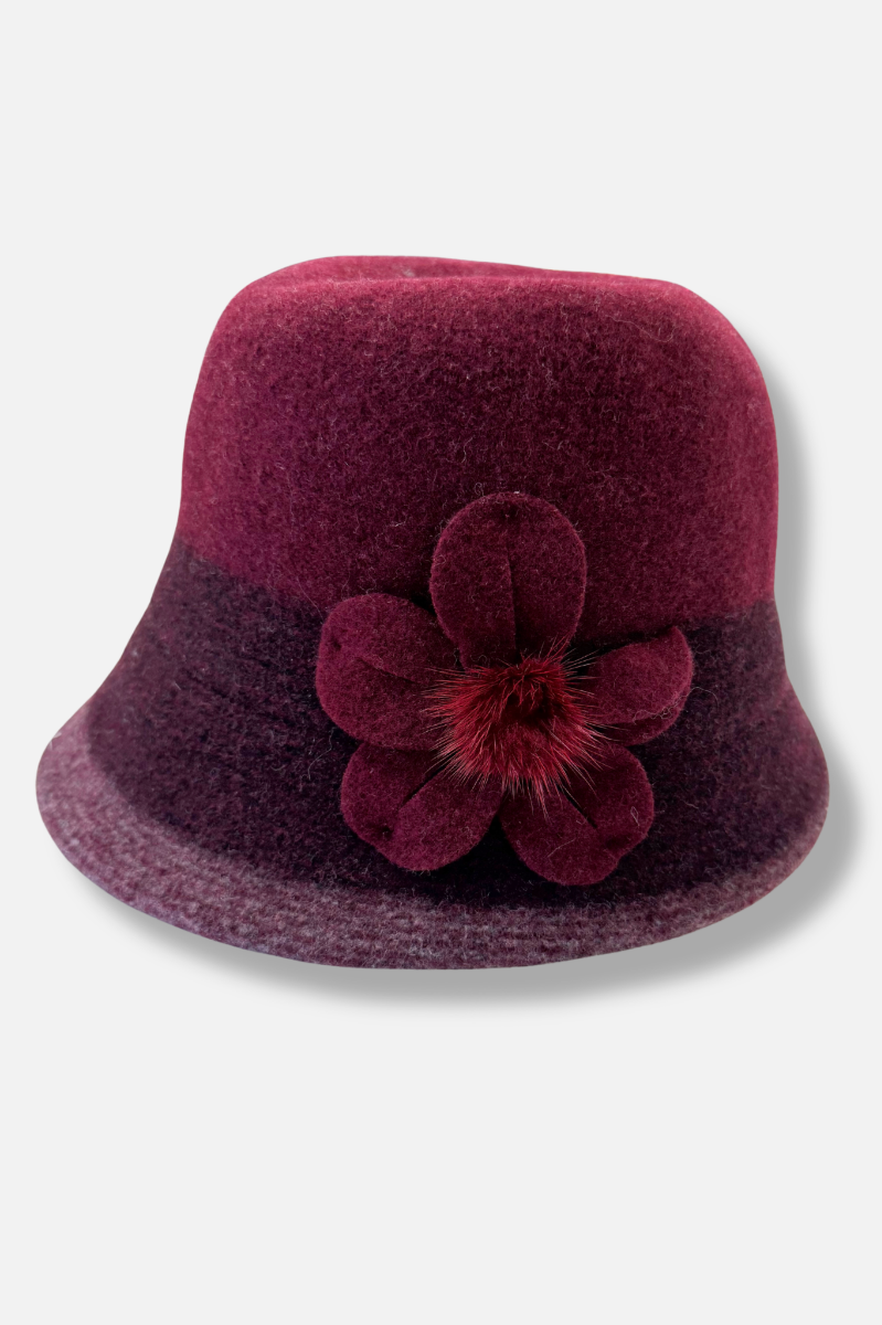 Adjustable Cloche Hat - Wine
