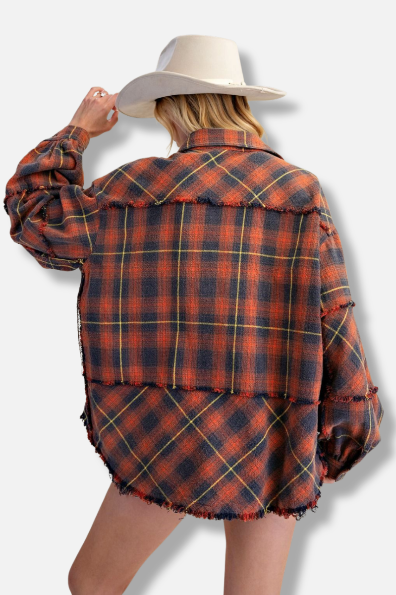 Frayed Button Down Shirt - Navy 
